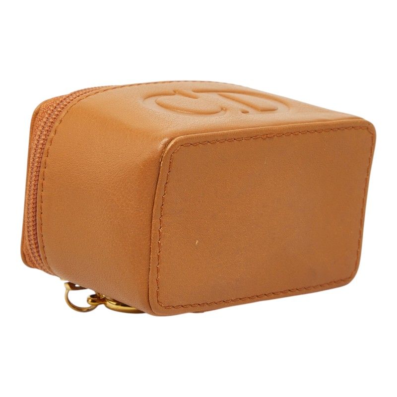 Dior CD Logo Pouch Vanity Case Brown Leather — view 5