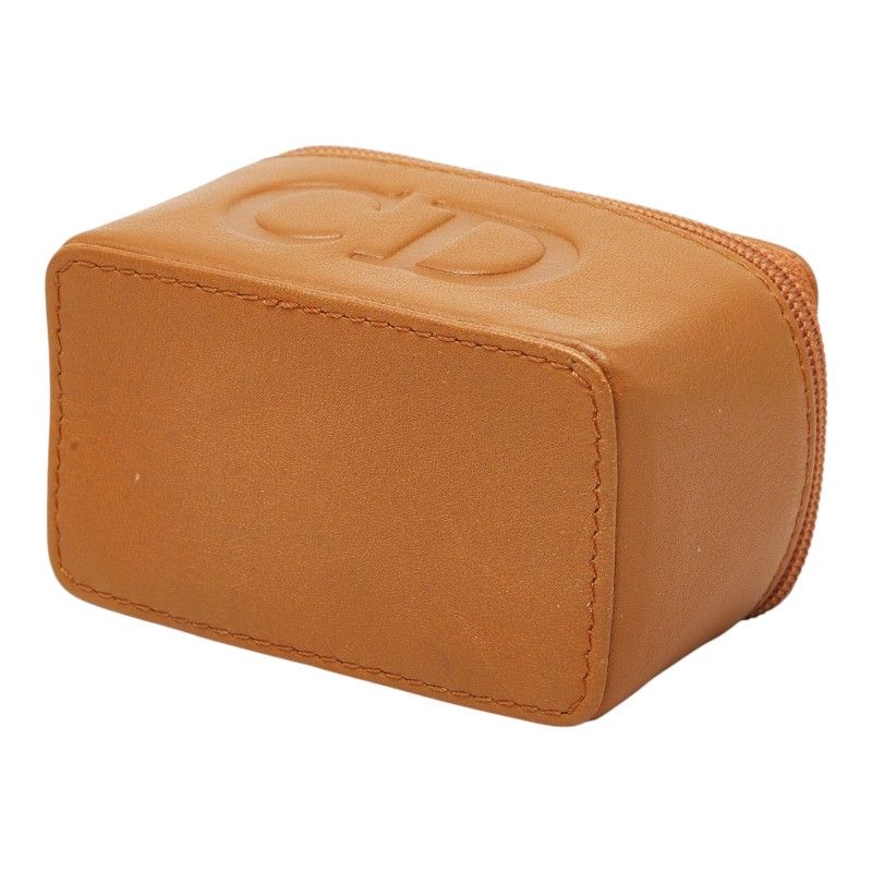 Dior CD Logo Pouch Vanity Case Brown Leather — view 4