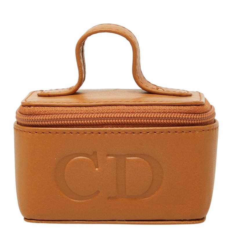 Dior CD Logo Pouch Vanity Case Brown Leather