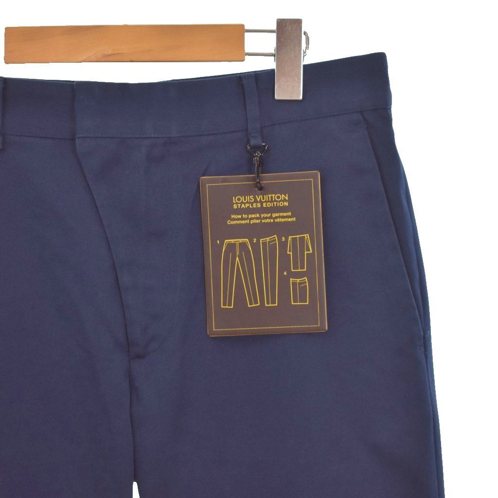 Louis Vuitton Staples Edition Cotton Poly Trousers Chino Pants 38 Navy — view 4