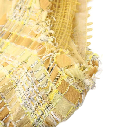 Chanel Tweed Sleeveless Dress Long Check 34 Yellow — view 7