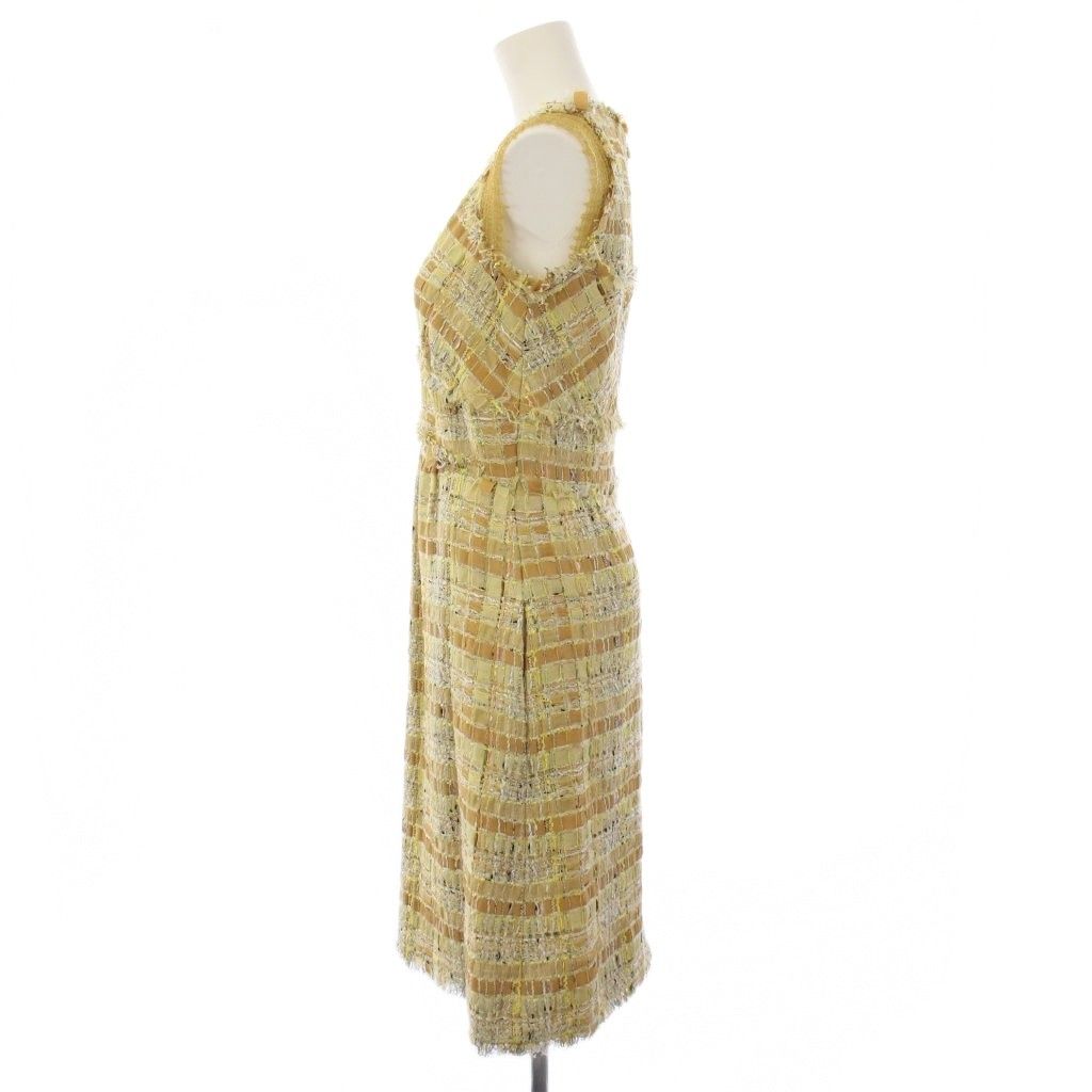 Chanel Tweed Sleeveless Dress Long Check 34 Yellow — view 2