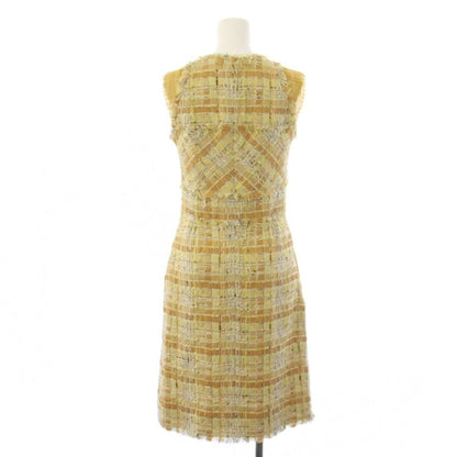 Chanel Tweed Sleeveless Dress Long Check 34 Yellow — view 3