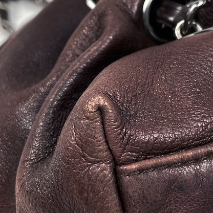 Chanel CC Logo Chain Tote Shoulder Bag Leather Brown — view 3