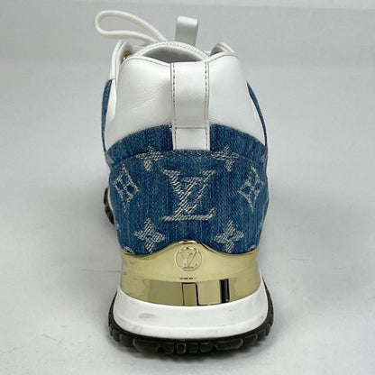 Louis Vuitton Run Away Sneakers Monogram LV Shoes Denim Leather White Blue — view 3