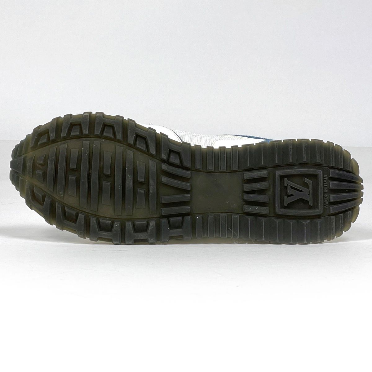 Louis Vuitton Run Away Sneakers Monogram LV Shoes Denim Leather White Blue — view 2