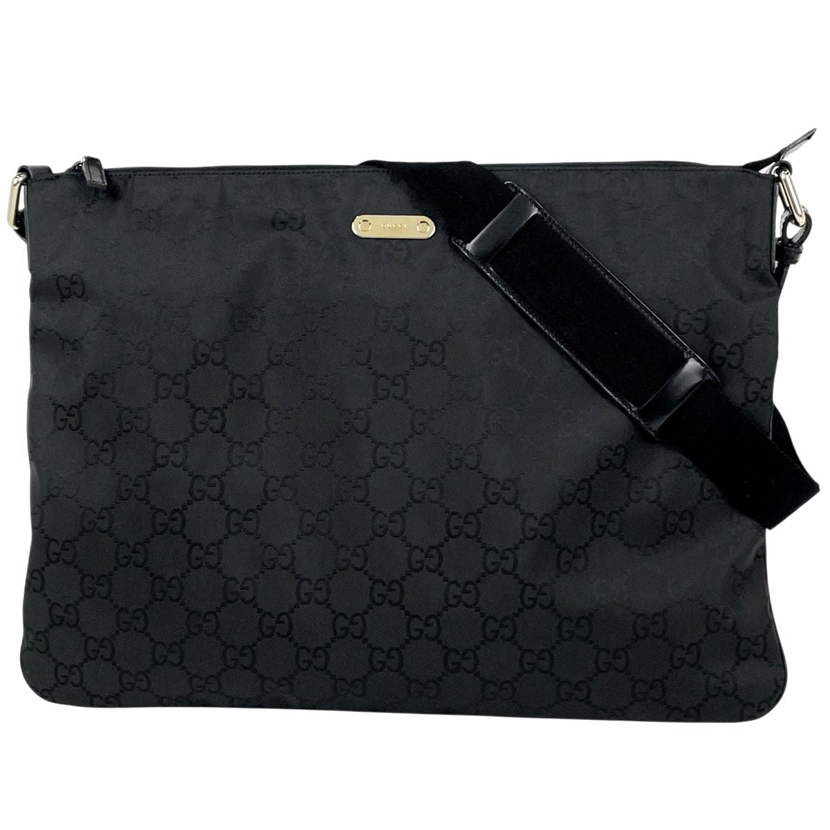 Gucci GG Pattern Shoulder Bag Nylon Black