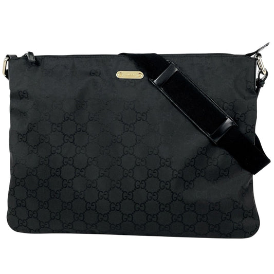 Gucci GG Pattern Shoulder Bag Nylon Black