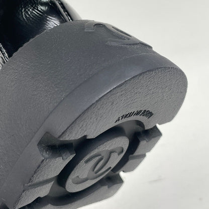 Chanel CC Logo Loafers Platform Shoes Leather Black — view 4