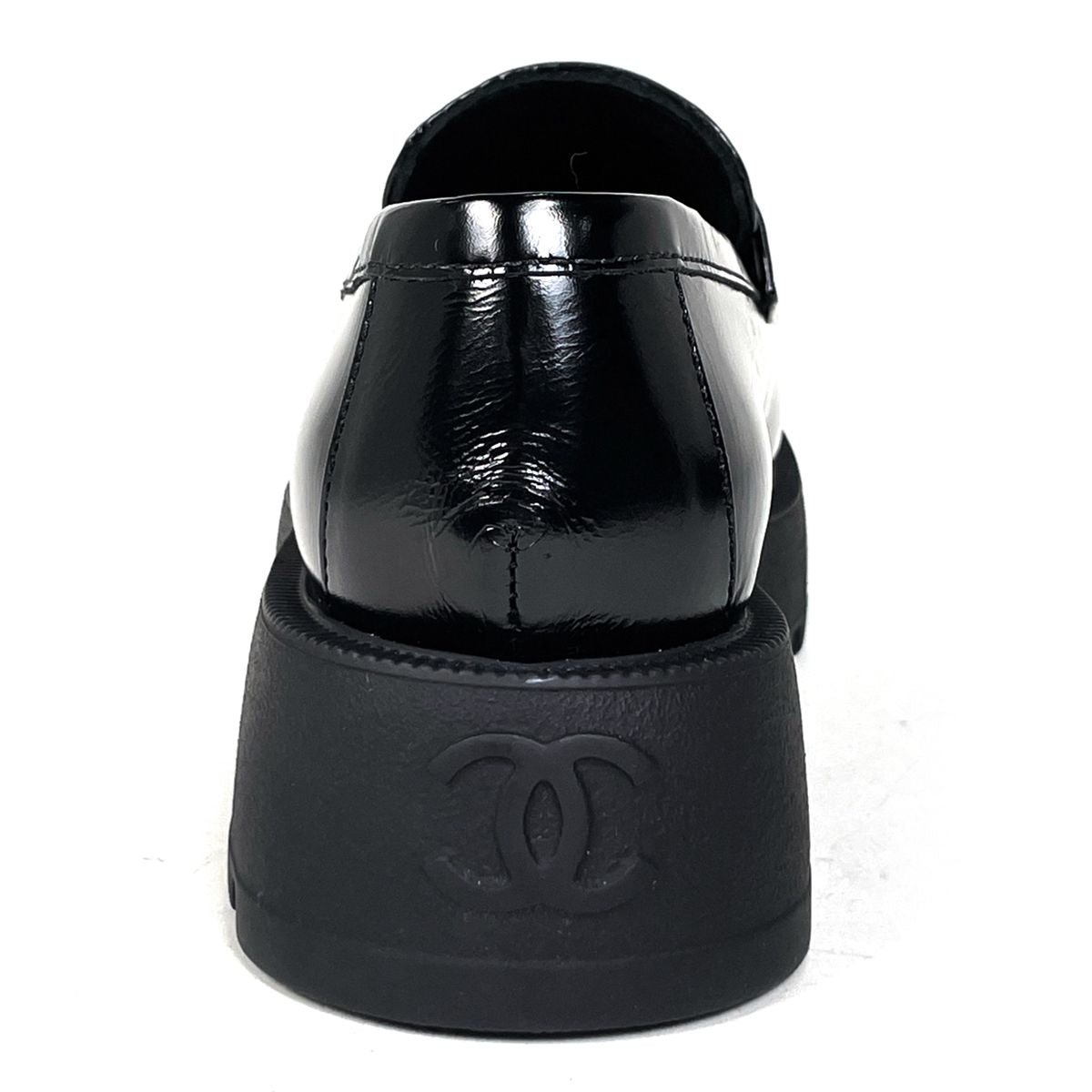 Chanel CC Logo Loafers Platform Shoes Leather Black — view 3