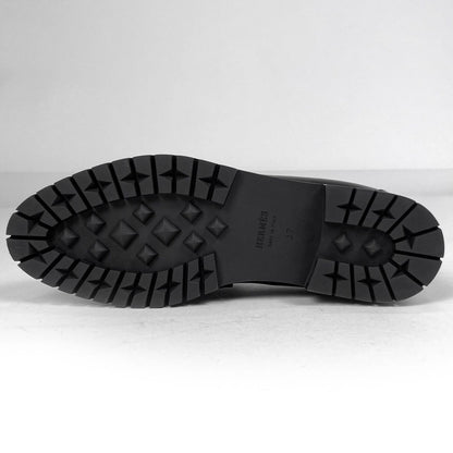 Hermes Moccasins Montmartre Logo Shoes Leather Black White — view 2