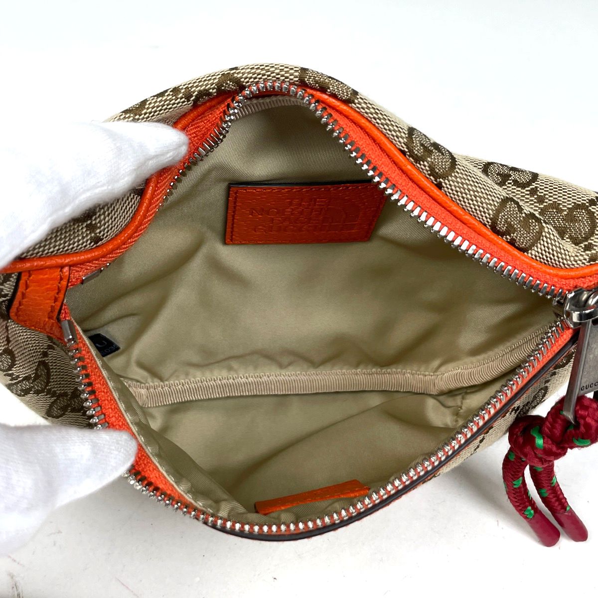 Gucci GG Pattern Belt Bag North Face Collaboration Canvas Beige Orange — view 7