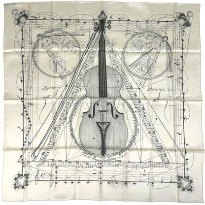 Hermes Carre 90 la Musique Des Spheres Music Played By Scarf Silk White