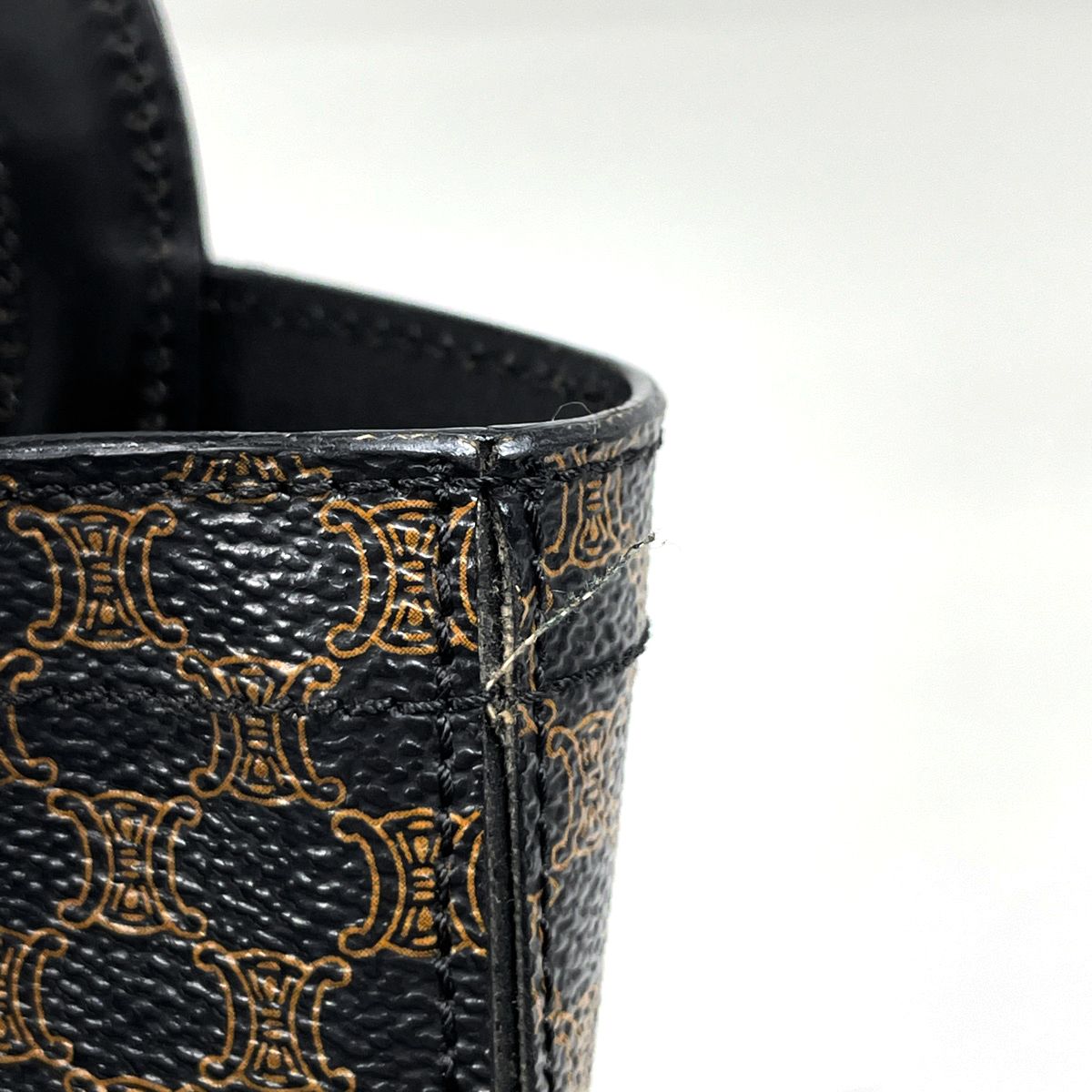 Celine Macadam Handbag Circle Handle Brown Black — view 4
