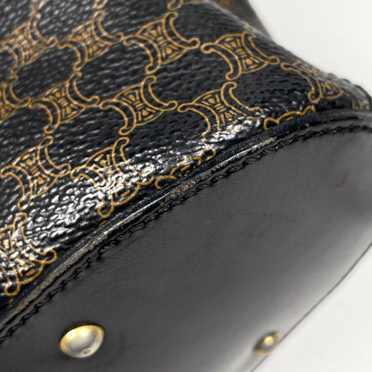 Celine Macadam Handbag Circle Handle Brown Black — view 3