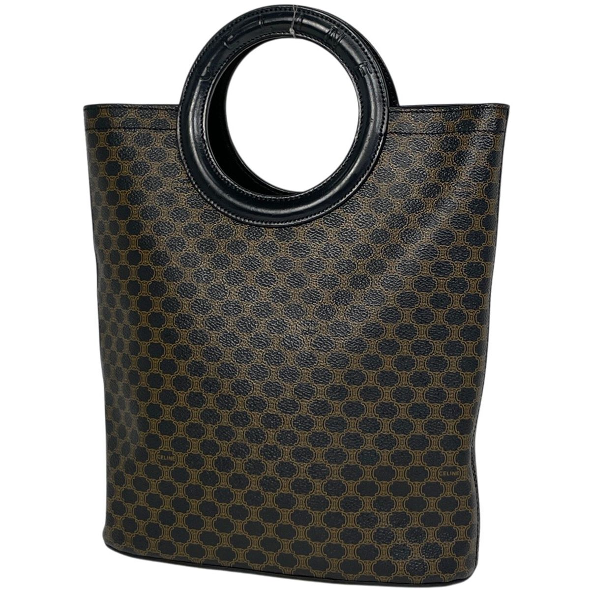 Celine Macadam Handbag Circle Handle Brown Black