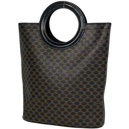 Celine Macadam Handbag Circle Handle Brown Black