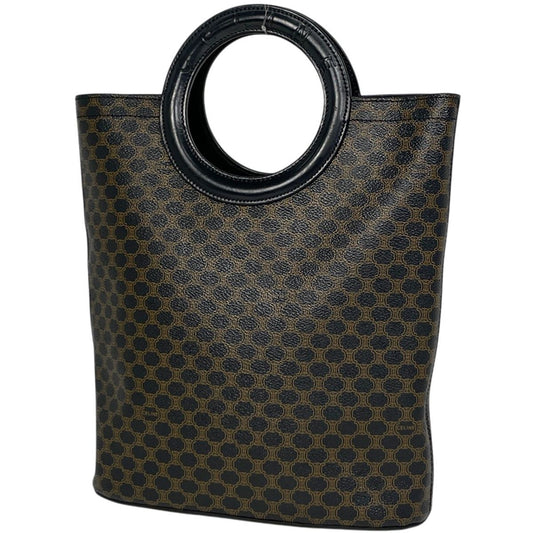 Celine Macadam Handbag Circle Handle Brown Black
