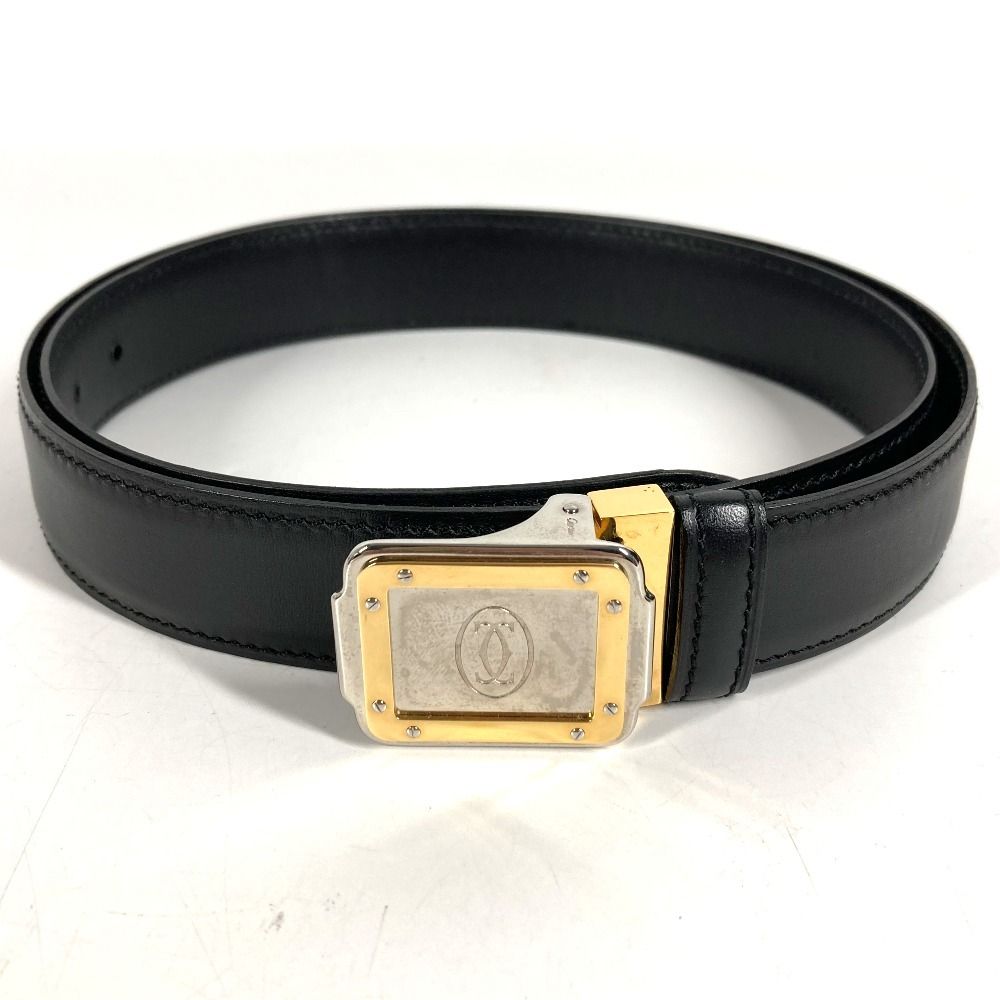 Cartier Belt Santos Logo Leather Black