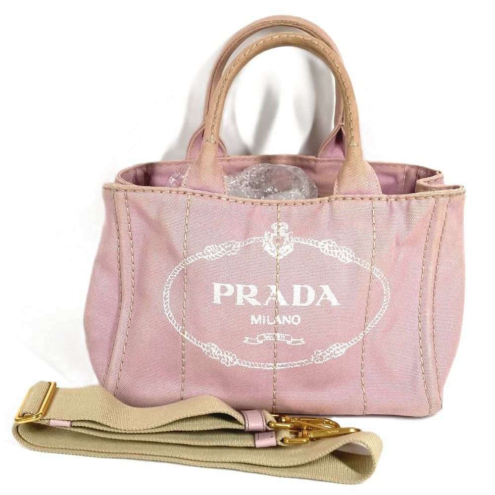Prada Handbag Canapa Logo Mini Canvas Pink