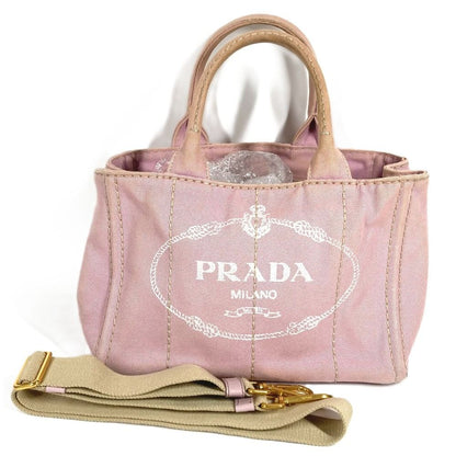 Prada Handbag Canapa Logo Mini Canvas Pink