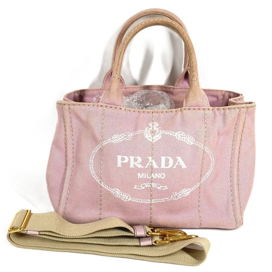 Prada Handbag Canapa Logo Mini Canvas Pink