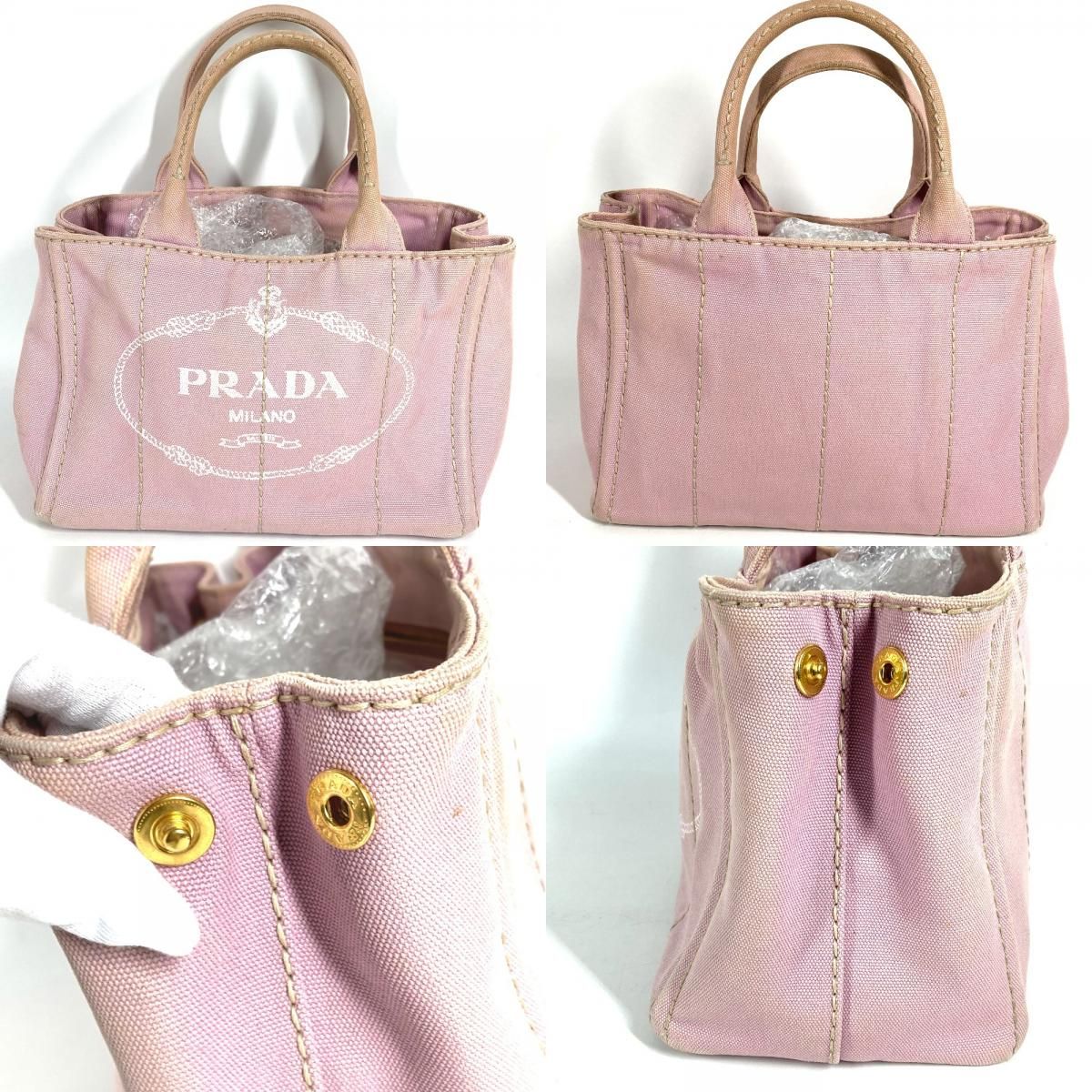 Prada Handbag Canapa Logo Mini Canvas Pink — view 8