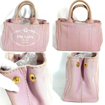 Prada Handbag Canapa Logo Mini Canvas Pink — view 8