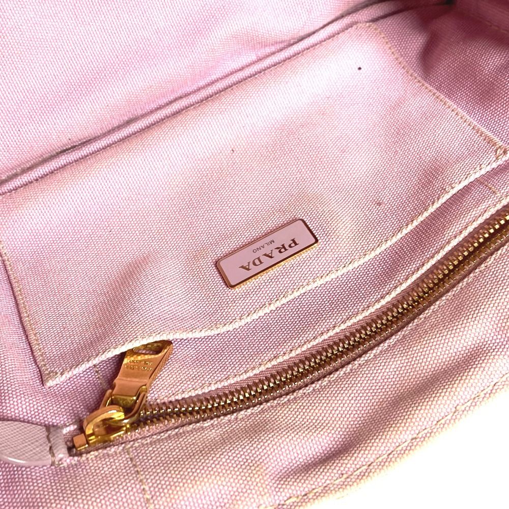 Prada Handbag Canapa Logo Mini Canvas Pink — view 6