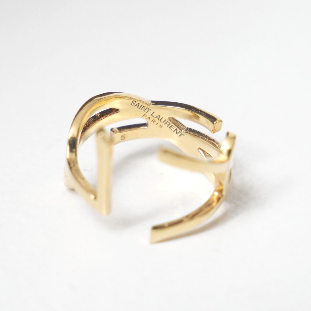 Saint Laurent Paris Ring YSL Logo Gold — view 5