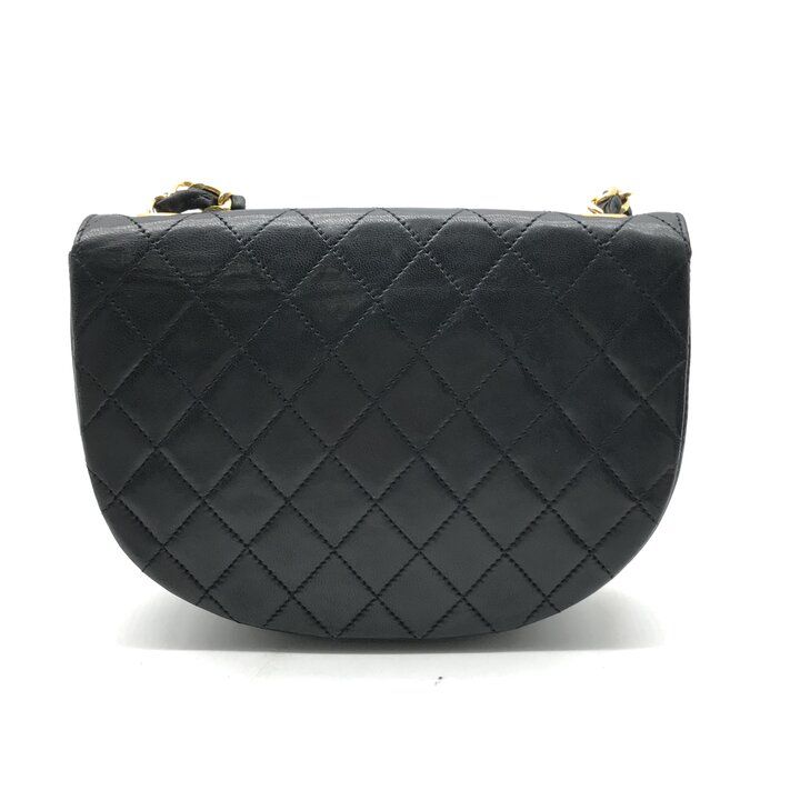Chanel CC Logo Chain Shoulder Bag Lambskin Leather Turnlock Black — view 2