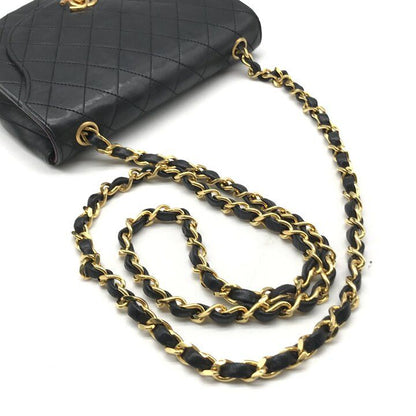 Chanel CC Logo Chain Shoulder Bag Lambskin Leather Turnlock Black — view 6