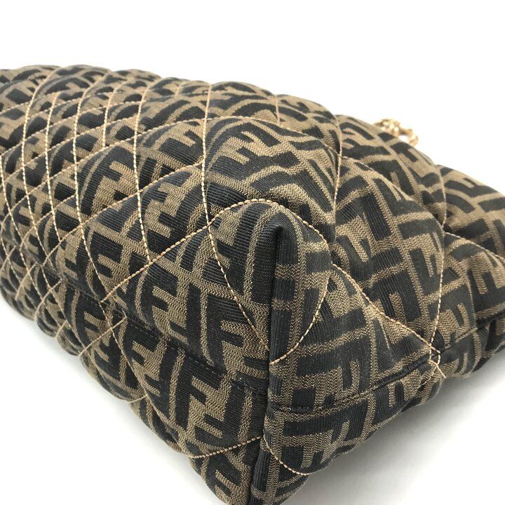 Fendi Zucca Canvas Leather Quilted Tote Bag Brown — view 5