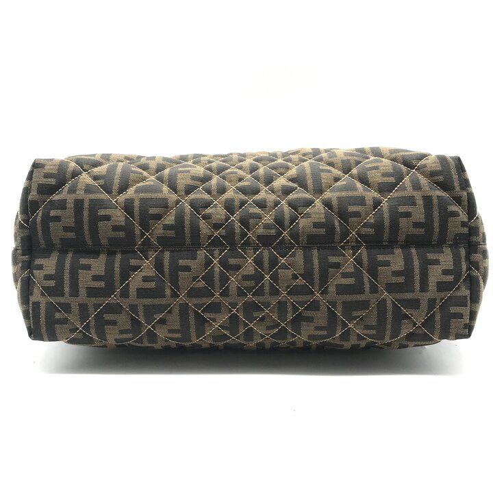 Fendi Zucca Canvas Leather Quilted Tote Bag Brown — view 3