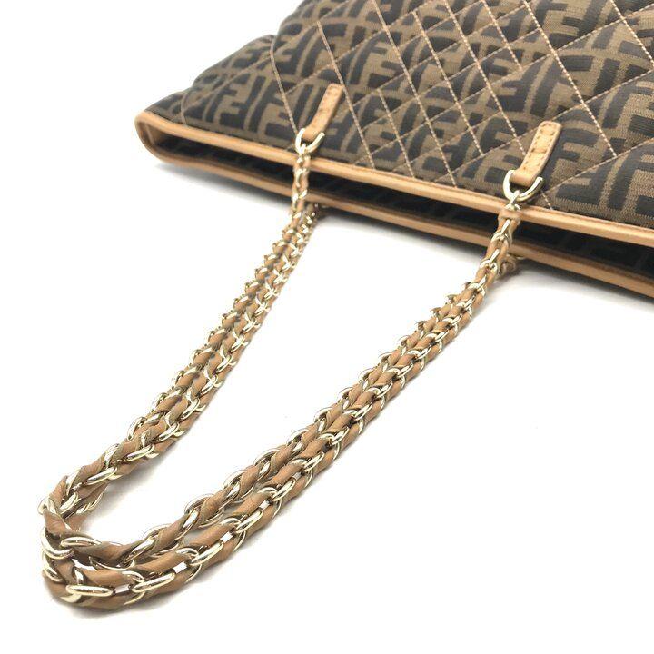 Fendi Zucca Canvas Leather Quilted Tote Bag Brown — view 6