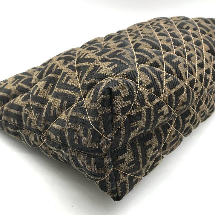 Fendi Zucca Canvas Leather Quilted Tote Bag Brown — view 4