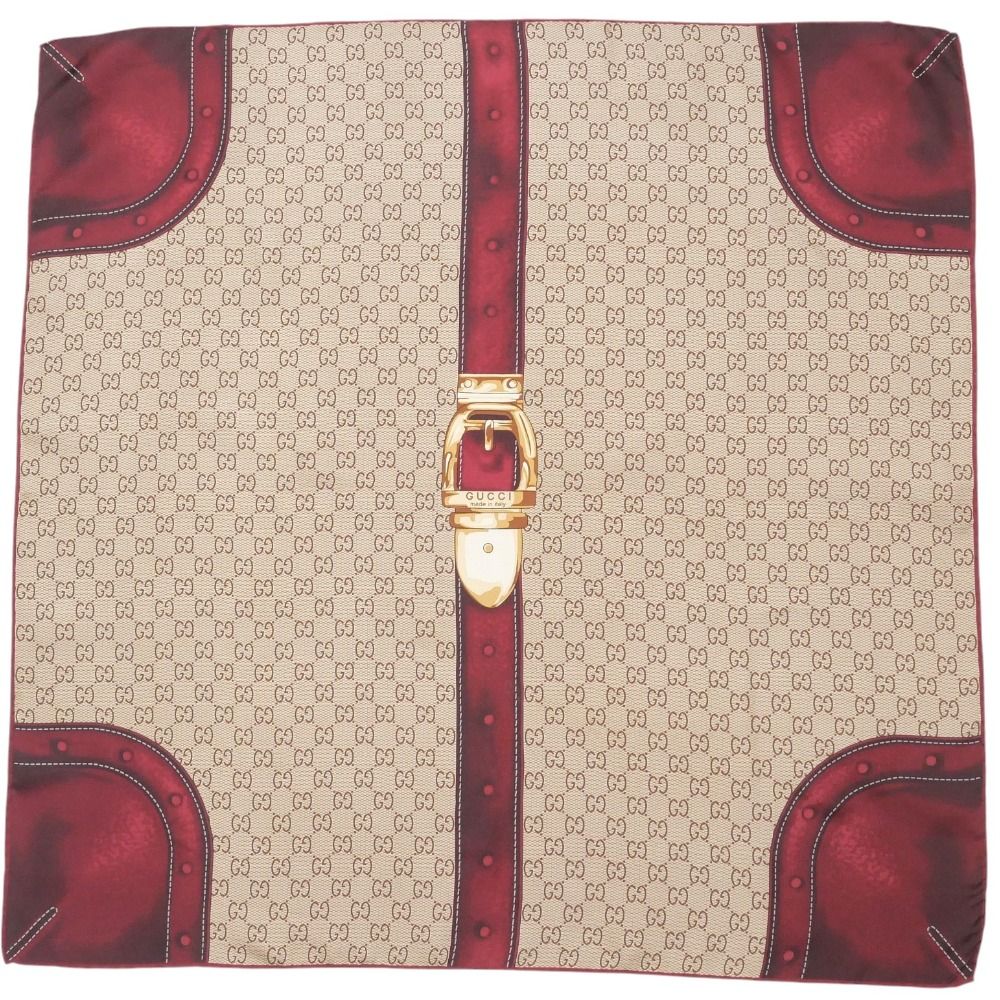 Gucci Scarf GG Monogram Belt Motif Silk Twill