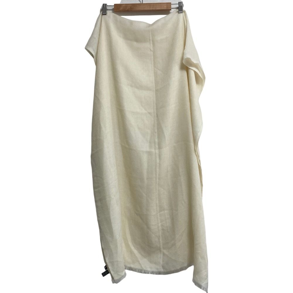 Chanel Pearl CC Logo Cashmere Large Shawl Ivory Scarf — view 2