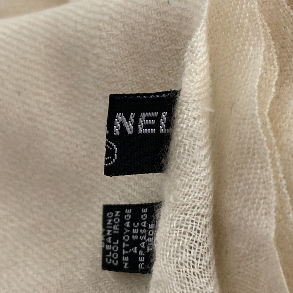 Chanel Pearl CC Logo Cashmere Large Shawl Ivory Scarf — view 5