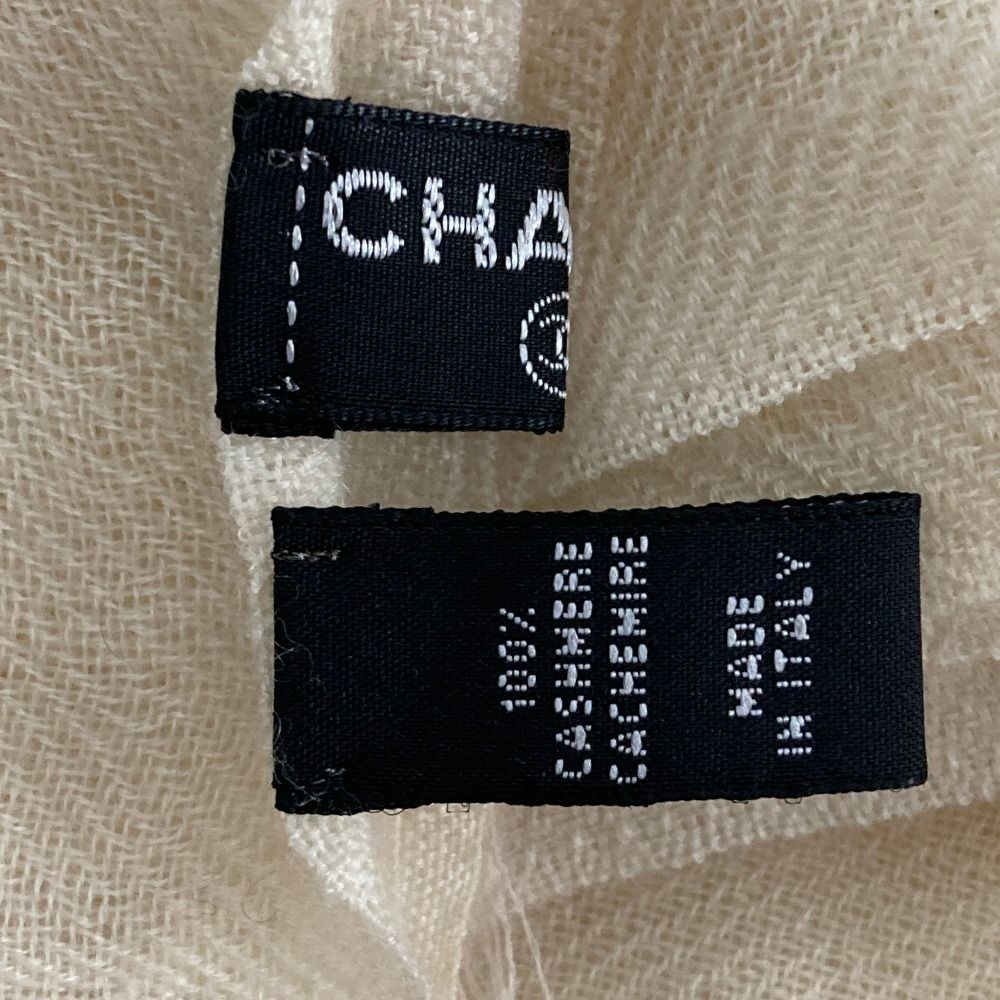 Chanel Pearl CC Logo Cashmere Large Shawl Ivory Scarf — view 4