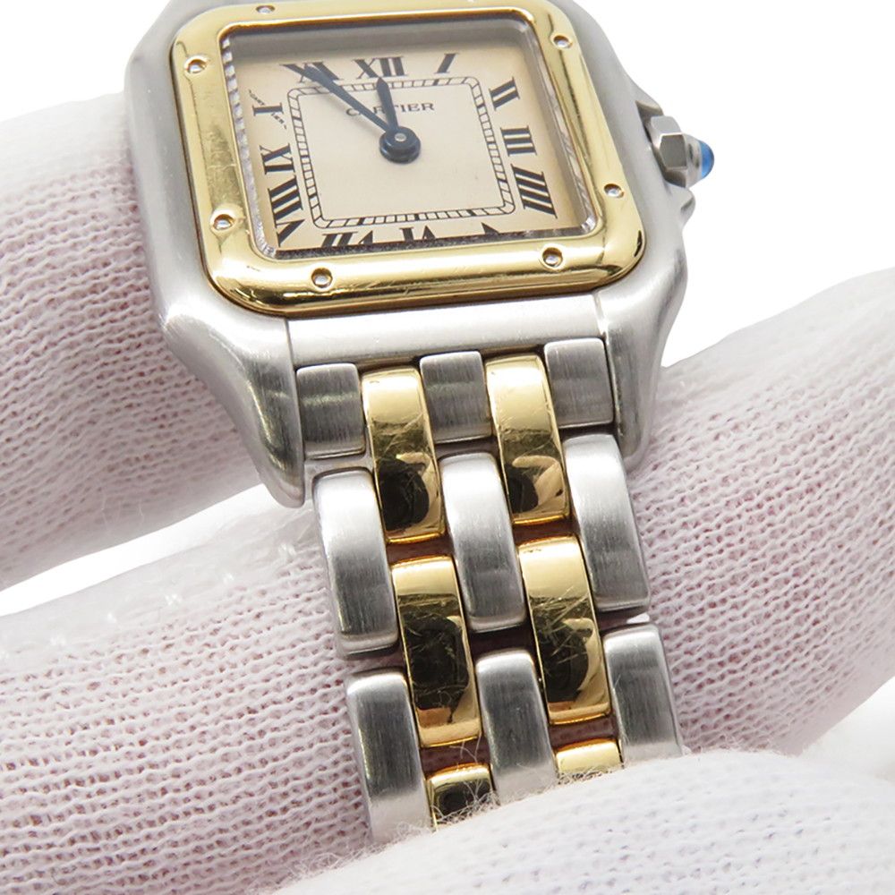 Cartier Panthere MM 2 Row SS 18K Yellow Gold Watch Quartz Ivory Dial — view 7