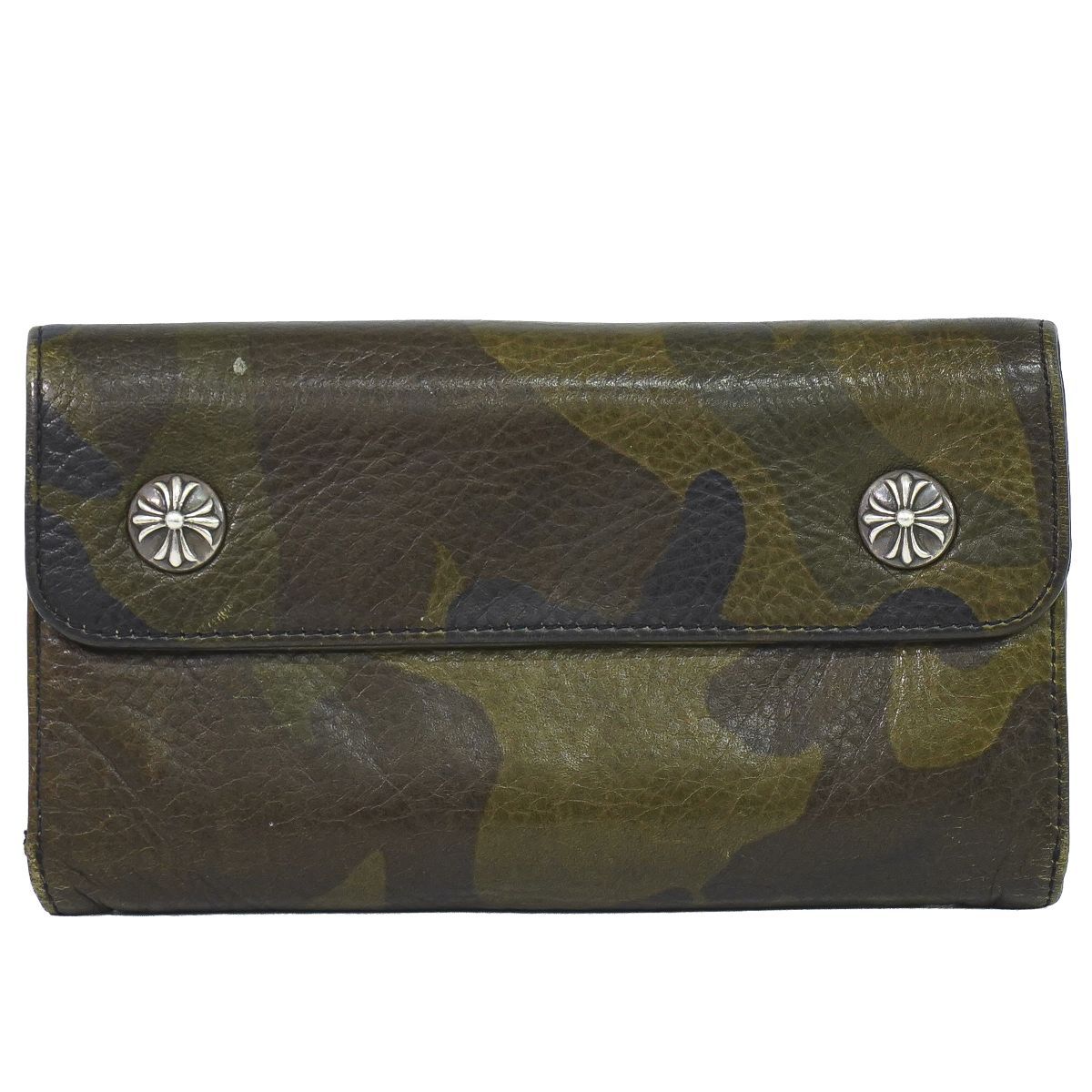 Chrome Hearts Wave Wallet Camouflage Pattern Leather Khaki