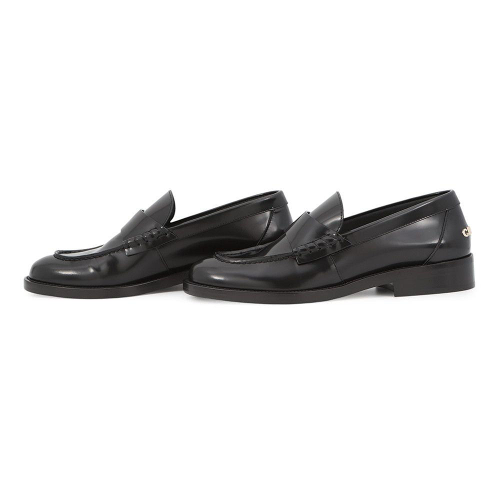 Chanel Loafers Back Toe Carre Shiny Calfskin c Shoes Black SS 38 — view 2
