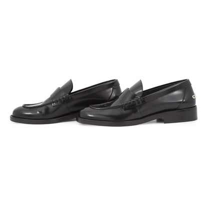 Chanel Loafers Back Toe Carre Shiny Calfskin c Shoes Black SS 38 — view 2