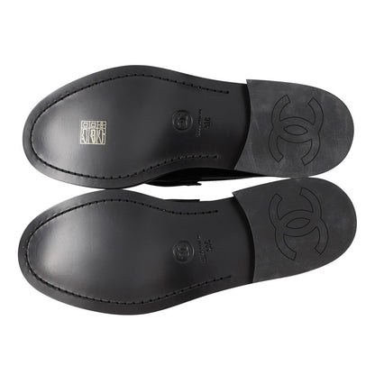 Chanel Loafers Back Toe Carre Shiny Calfskin c Shoes Black SS 38 — view 4
