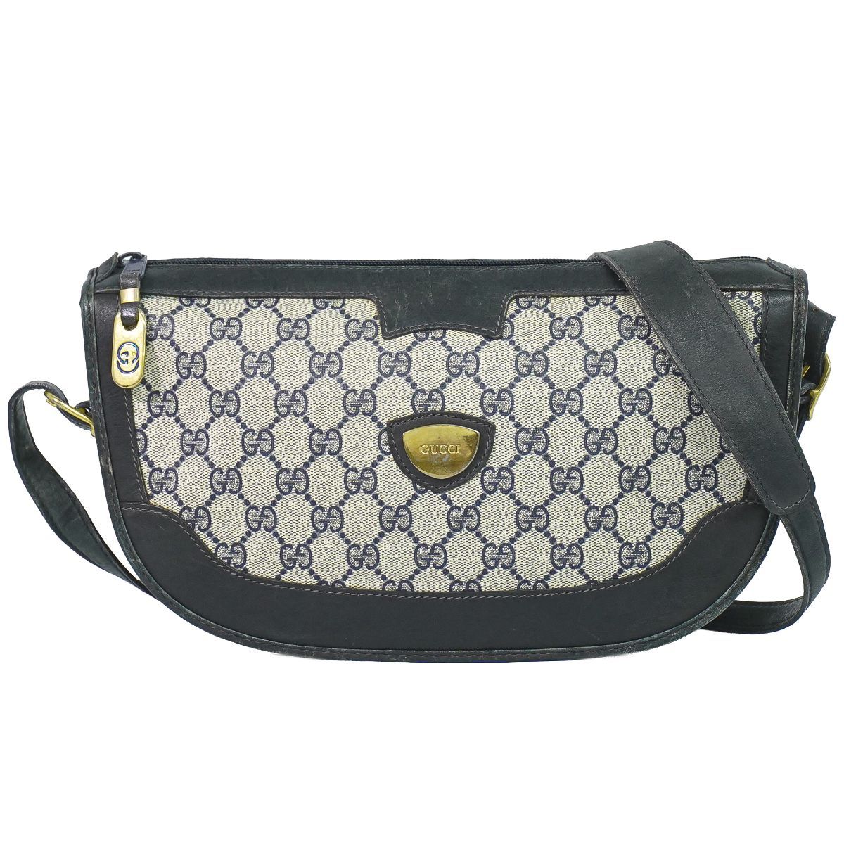 Gucci Vintage GG Supreme Shoulder Bag Pochette Navy