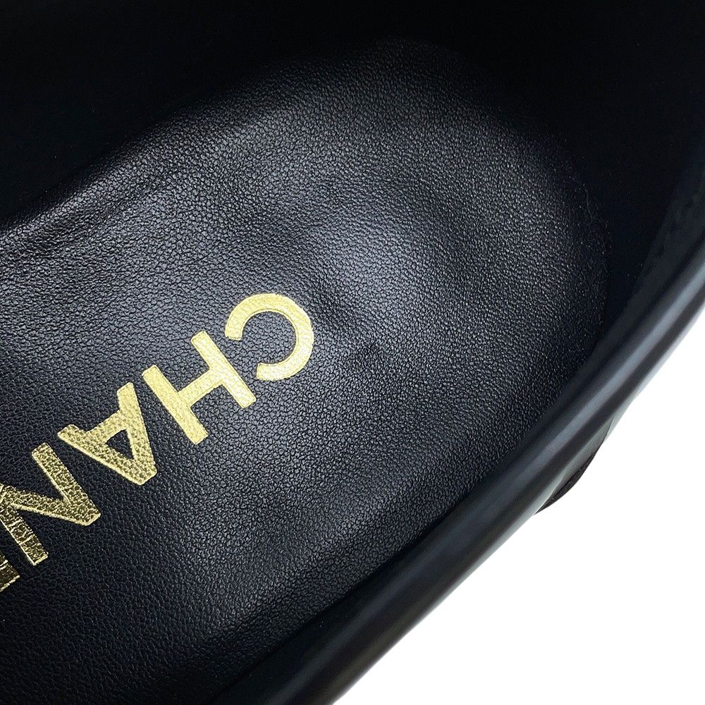 Chanel Loafers Back Toe Carre Shiny Calfskin c Shoes Black SS 38 — view 8