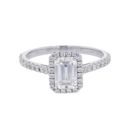 Tiffany & Co Ring Sorest Emerald Cut Diamond Medium Stone Platinum