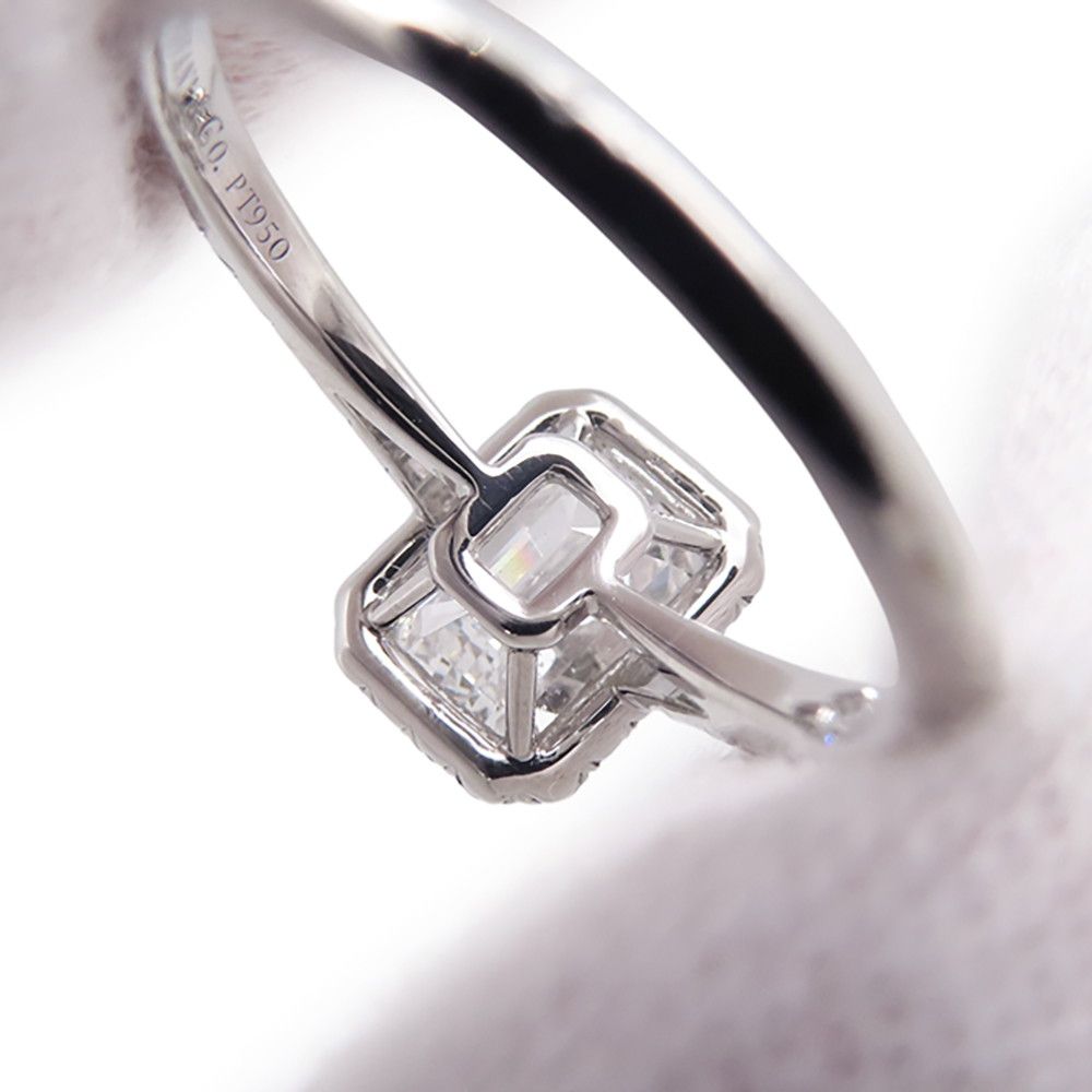 Tiffany & Co Ring Sorest Emerald Cut Diamond Medium Stone Platinum — view 8