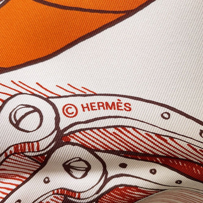 Hermes Shawl Carre 140 Jean Pegase D'hermes Silk White Scarf — view 4